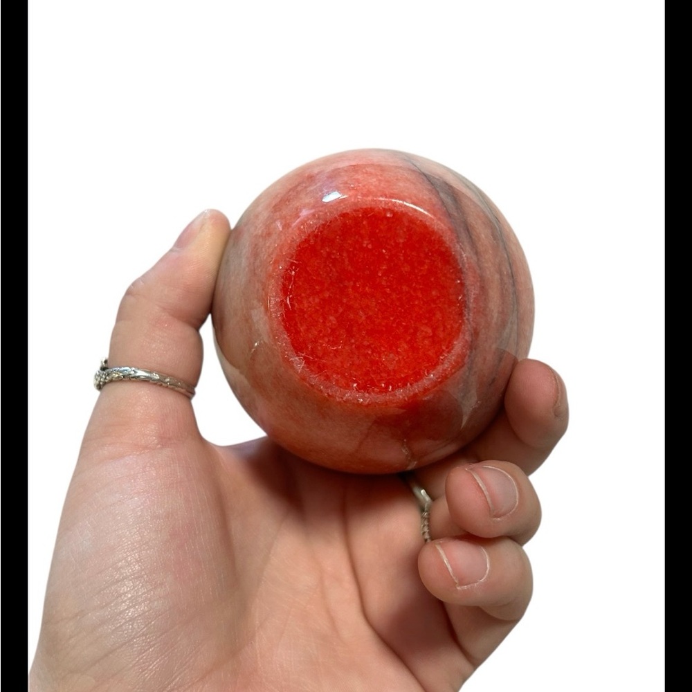 Red Black Marble Natural Stone Apple Paperweight - Picture 4 of 4